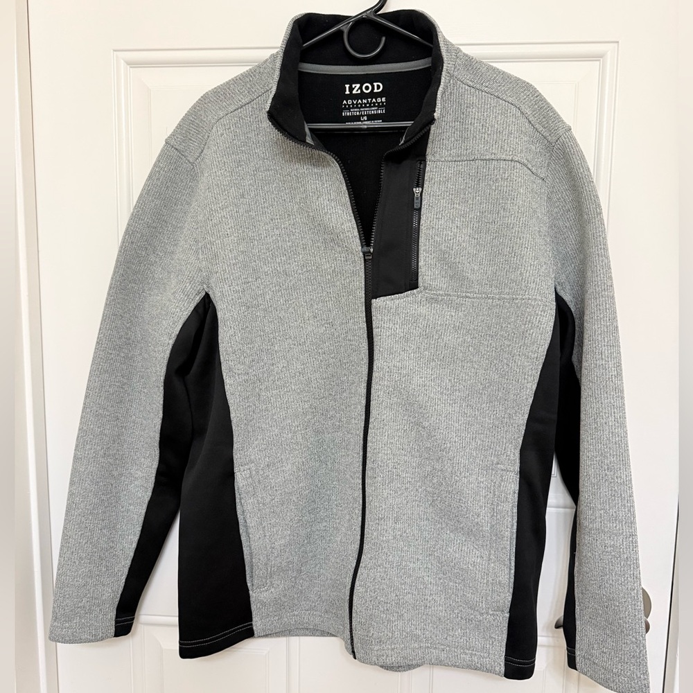 IZOD Advantage Performance Full Zip Jacket - Grey & Black - Size Large